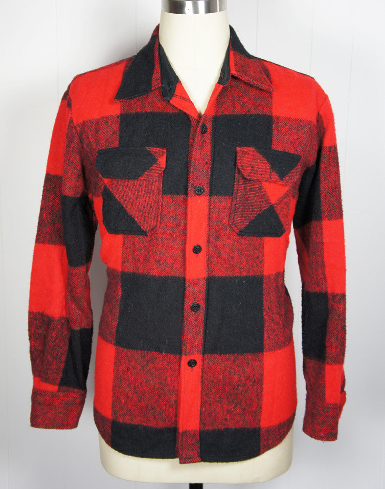 1970's Buffalo Plaid Flannel Shirt - Size XL