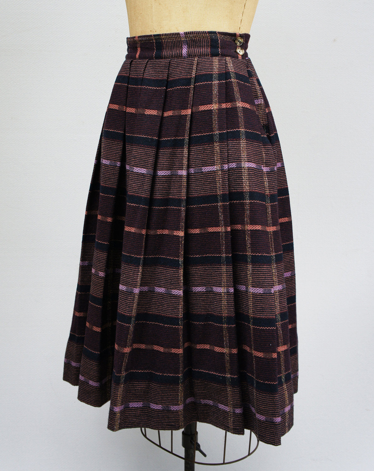 1950's Lilac Pleated Wool Skirt - Size S