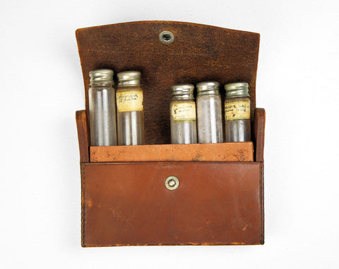 1800's Physician's Medical Travel Pouch w/ Apothecary Vials