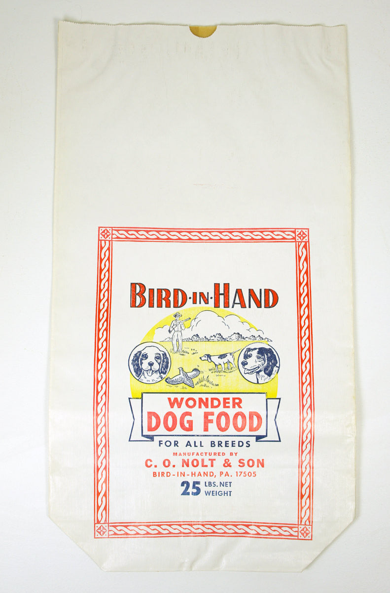 1940's Bird-In-Hand Wonder Dog Food Bag - 25 lbs