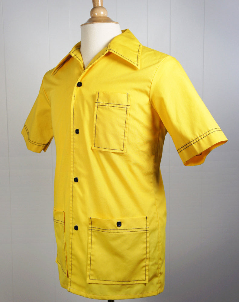 1970's Yellow Lounge Shirt - Short Sleeve, Size M
