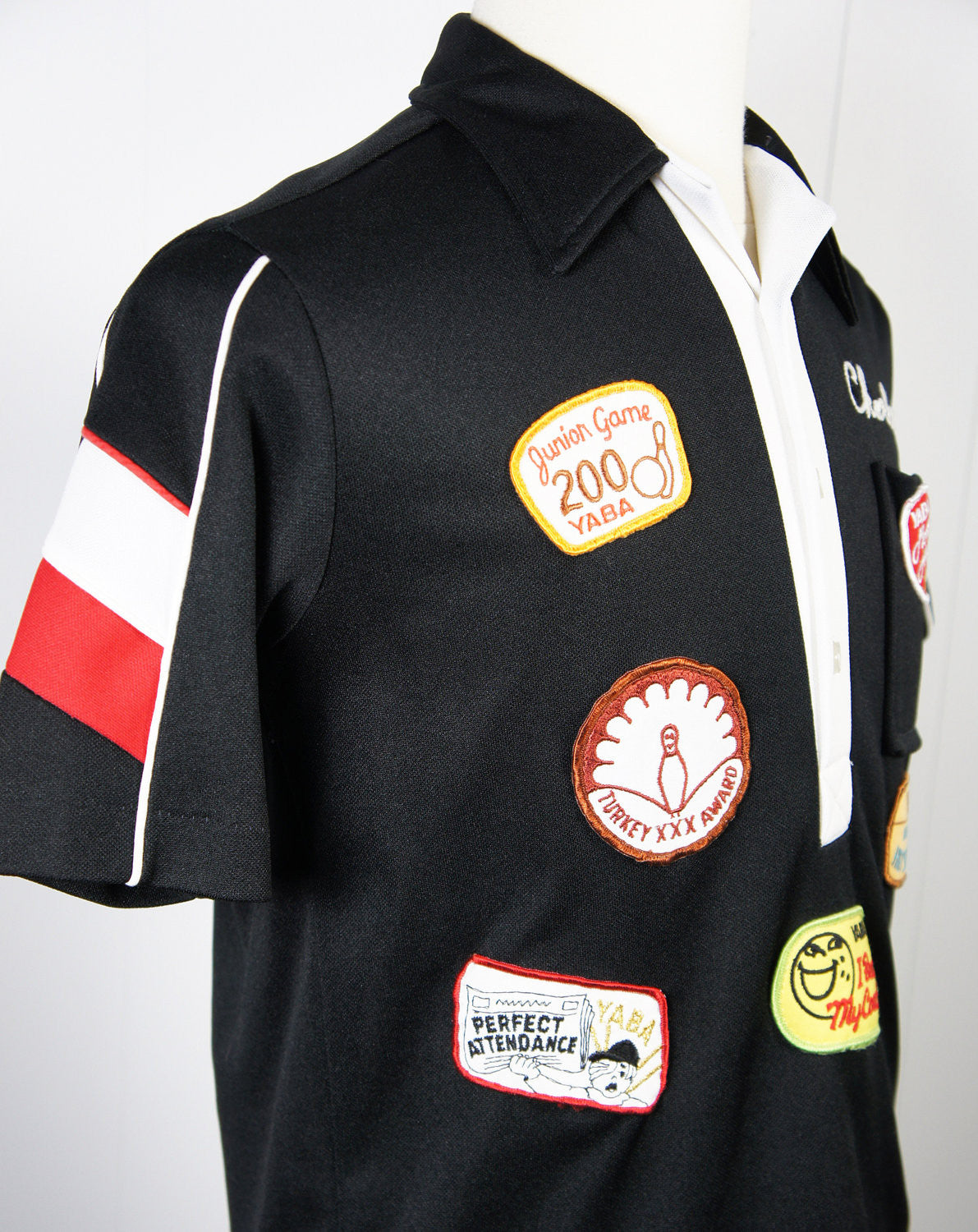 1980's Bowling Shirt w/ Patches - Charles, Size S