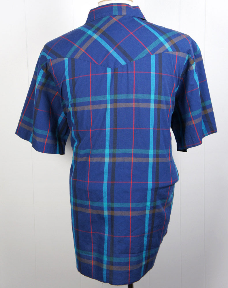 Blue Striped Western Pearl Snap Shirt - Size XXL