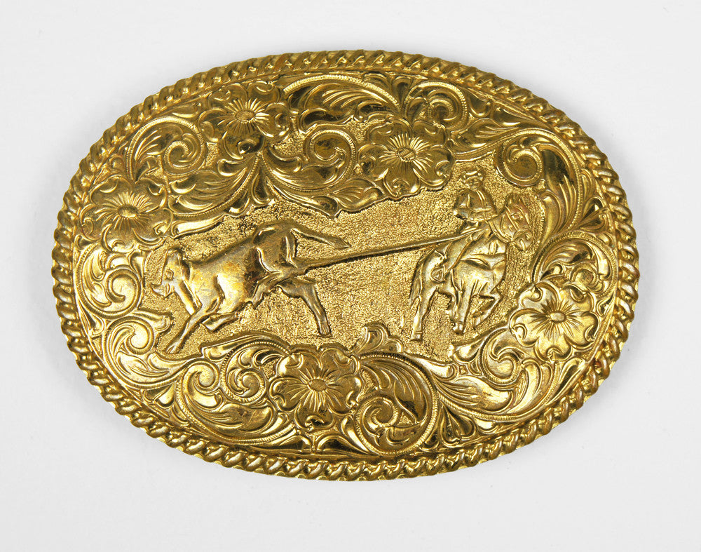 1970's El Alturo Bronze Calf Roping Belt Buckle