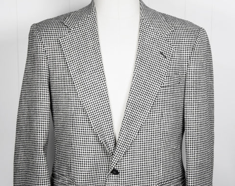 1980's Black & White Houndstooth Blazer, Size L