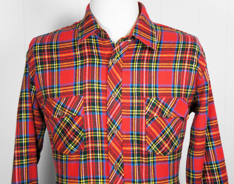 1980's Festive Multicolor Striped Plaid Flannel Shirt - Size XL