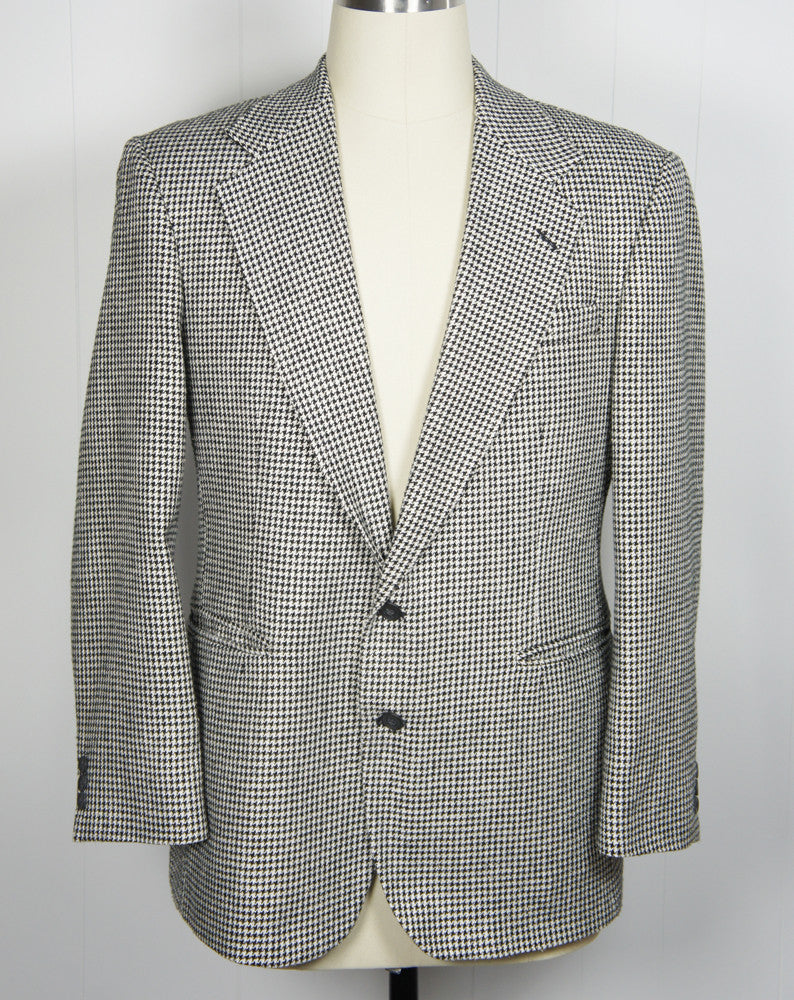 1980's Black & White Houndstooth Blazer, Size L