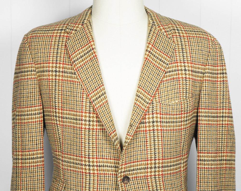 1960's Brown & Burnt Orange Tweed Blazer, Size L