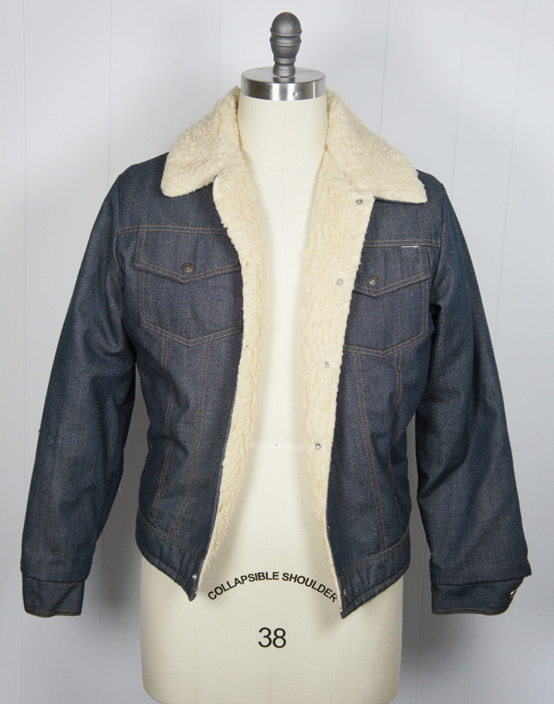 1970's Sherpa Lined Denim Winter Jacket - Size M