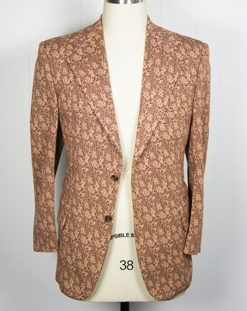 1960's Brown & Burnt Orange "The Traveller" Knit Blazer, Size M