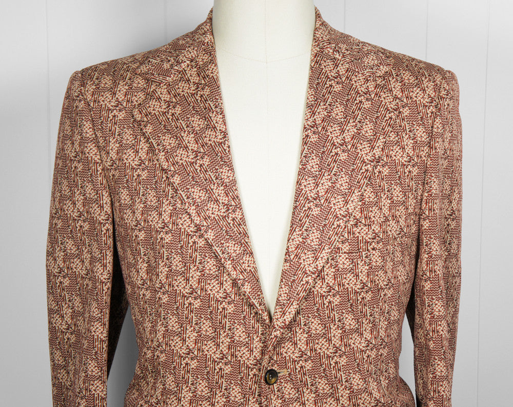 1960's Brown & Burnt Orange "The Traveller" Knit Blazer, Size M