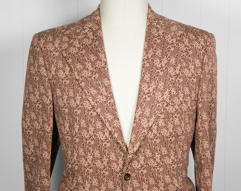 1960's Brown & Burnt Orange "The Traveller" Knit Blazer, Size M