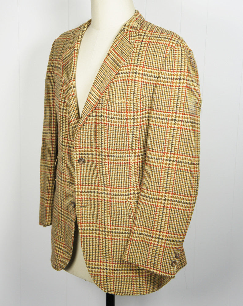 1960's Brown & Burnt Orange Tweed Blazer, Size L