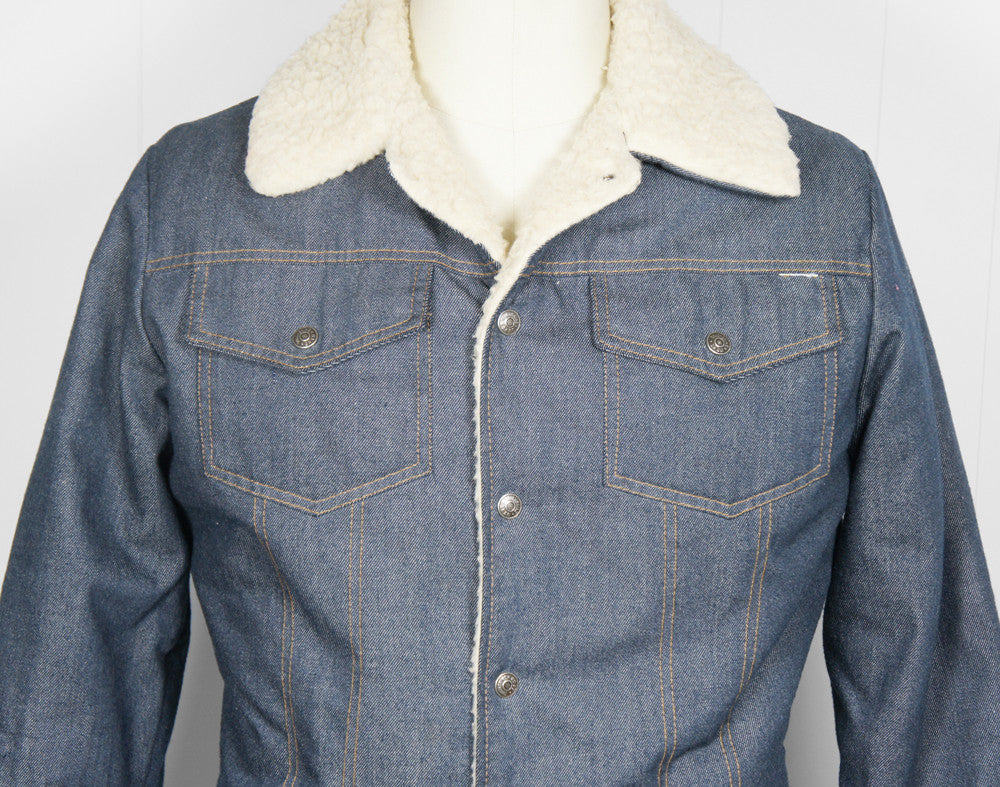 1970's Sherpa Lined Denim Winter Jacket - Size M