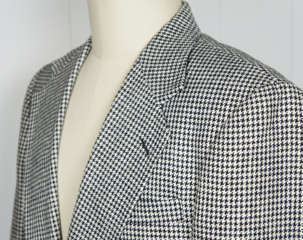 1980's Black & White Houndstooth Blazer, Size L