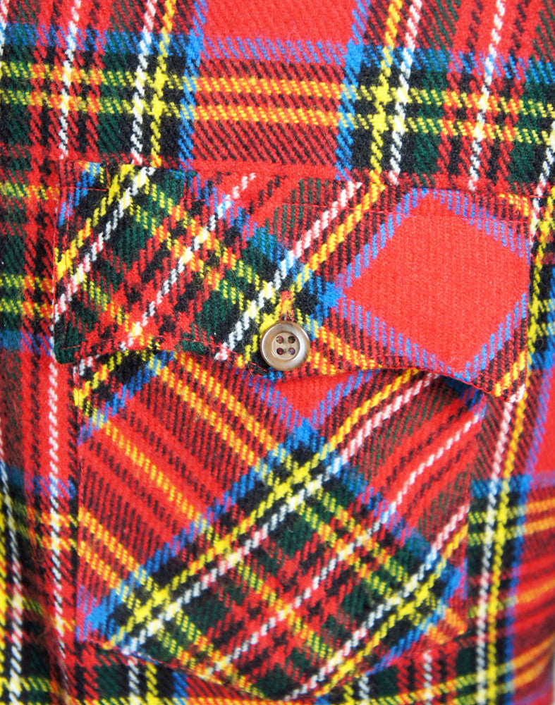 1980's Festive Multicolor Striped Plaid Flannel Shirt - Size XL