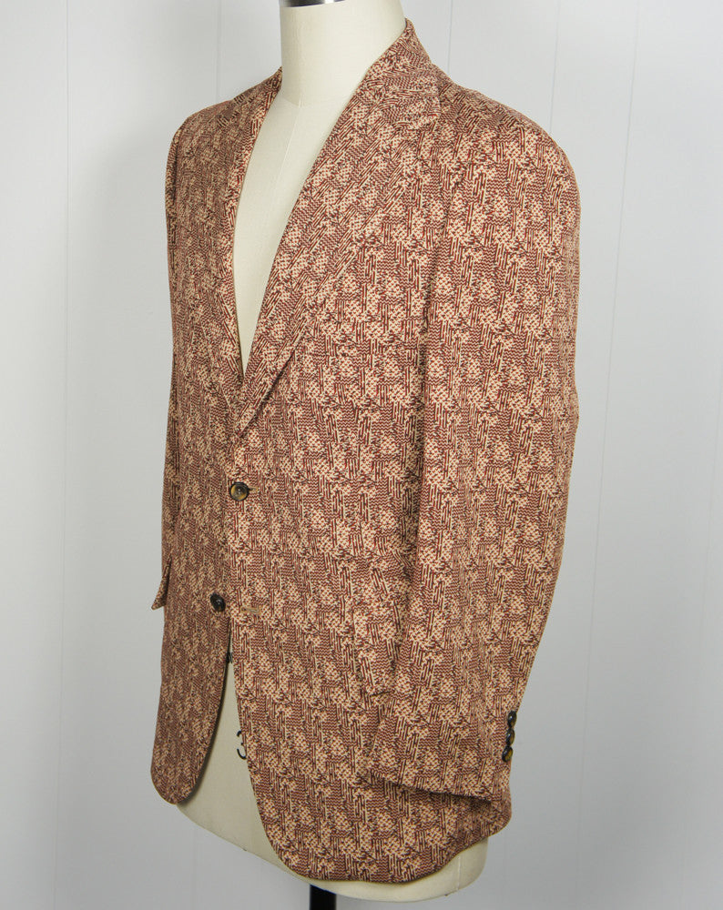 1960's Brown & Burnt Orange "The Traveller" Knit Blazer, Size M