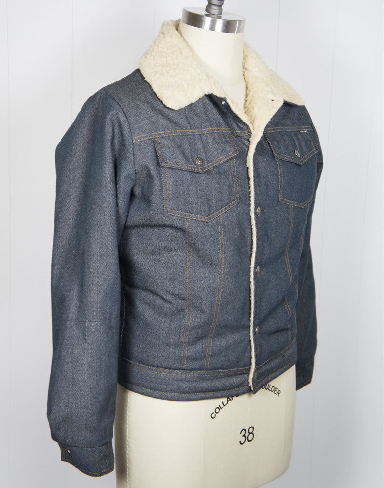 1970's Sherpa Lined Denim Winter Jacket - Size M