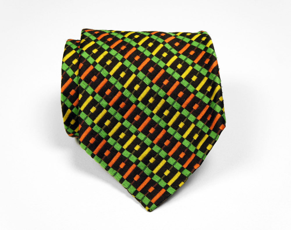 1970's Brown, Orange & Lime Green Wide Necktie