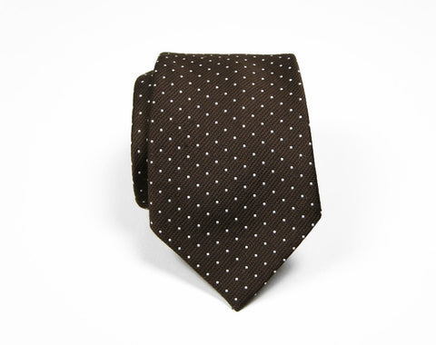 1970's Brown & White Polka Dot Necktie