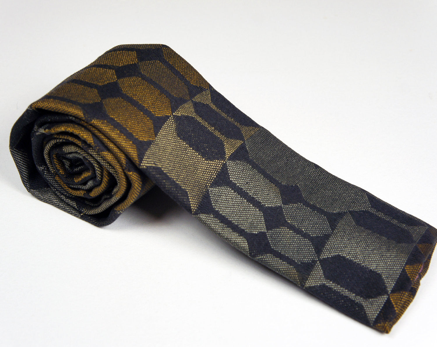 1960's Black, Gold & Silver Rooster Square End Necktie