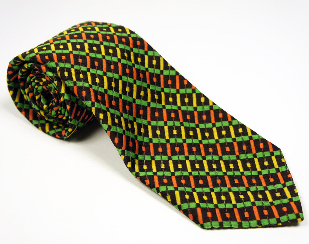 1970's Brown, Orange & Lime Green Wide Necktie