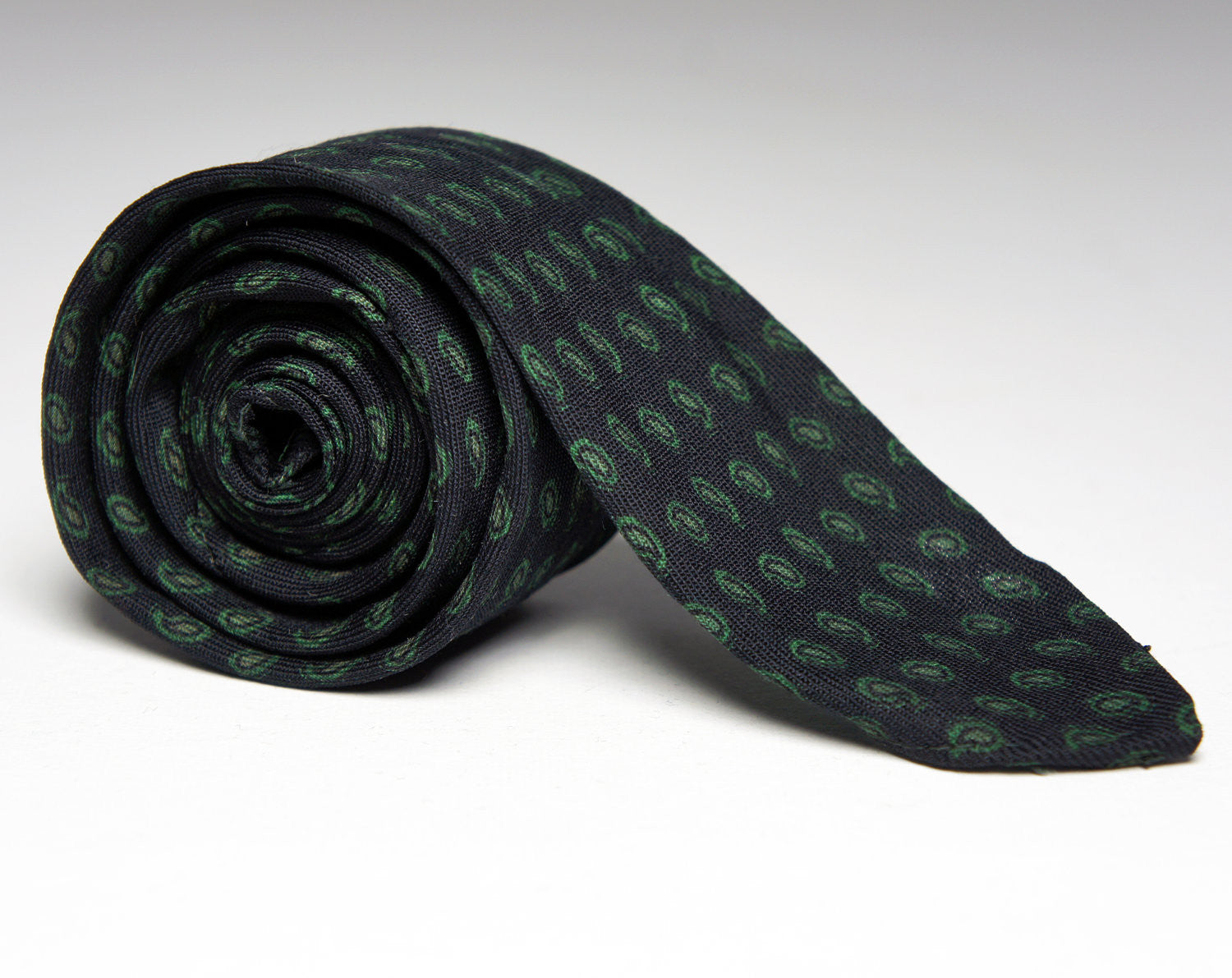 1950's Dark Blue and Green Paisley Skinny Necktie