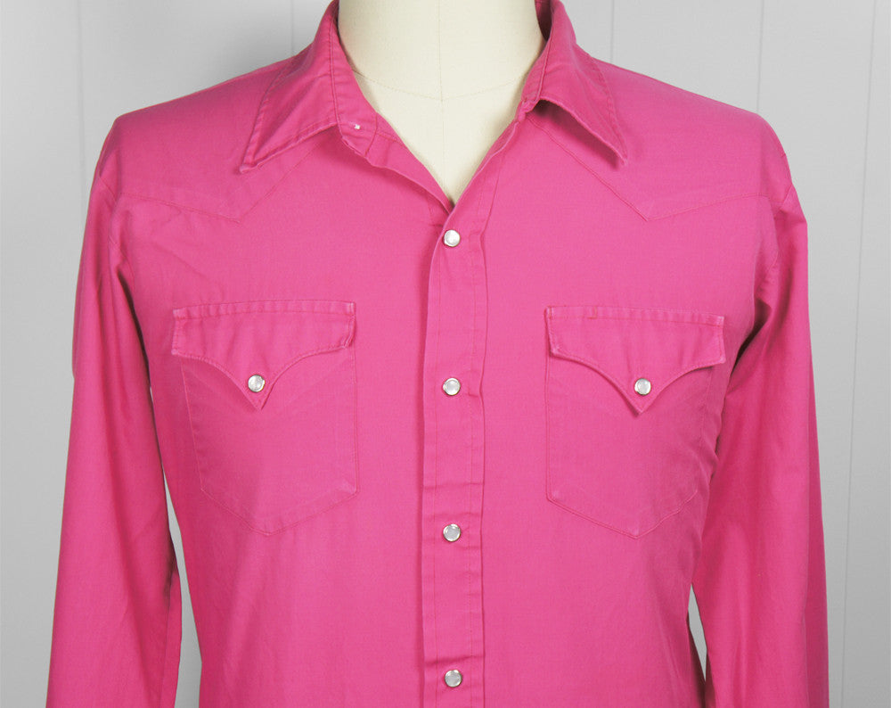 Hot Pink H Bar C Western Pearl Snap Shirt - Size XL