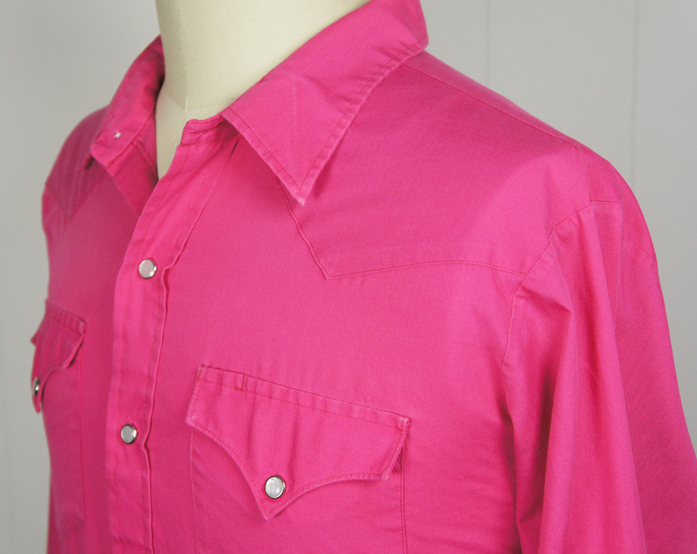 Hot Pink H Bar C Western Pearl Snap Shirt - Size XL