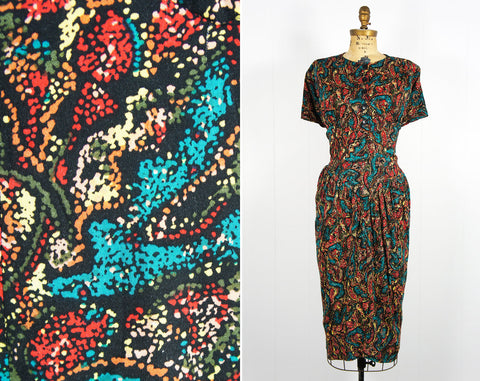 1980's Confetti Wiggle Dress - Size L