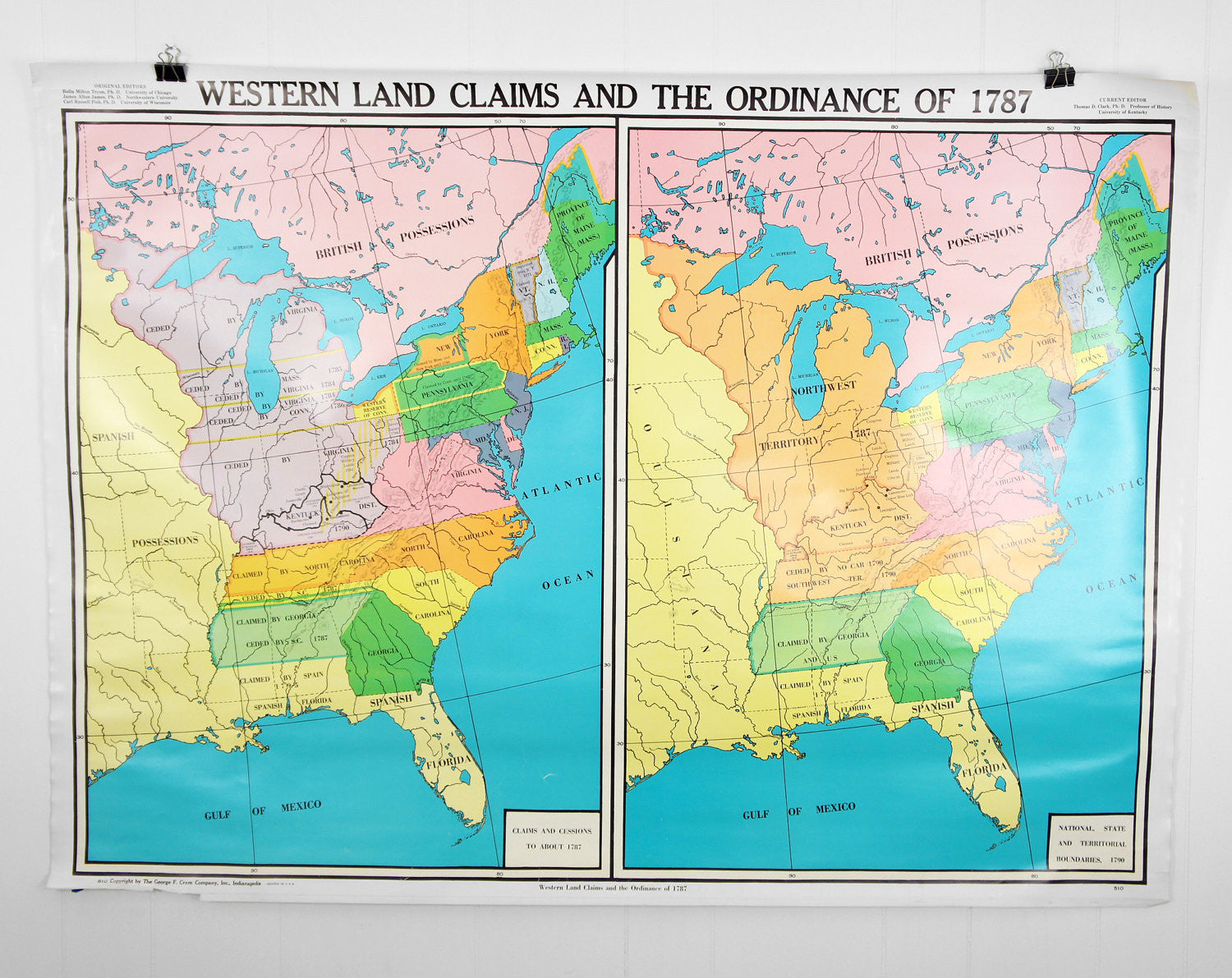 U.S. History Wall Map - Land Claims & Ordinance of 1787