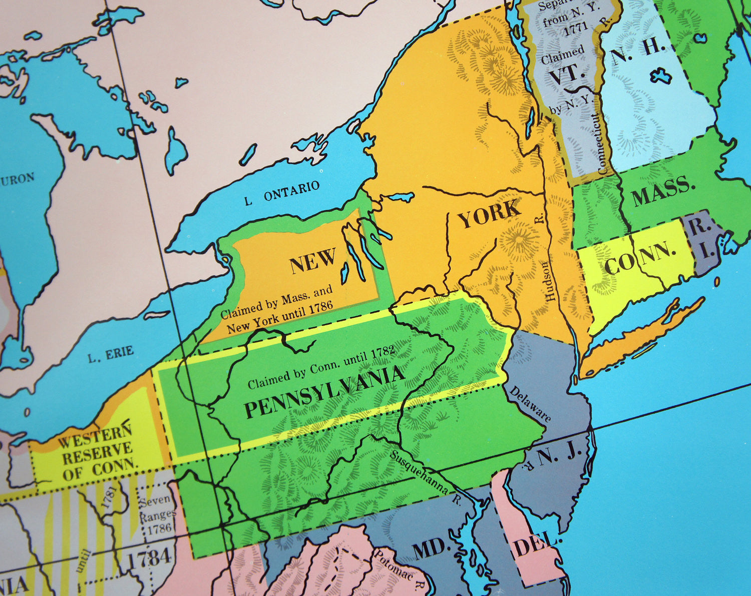 U.S. History Wall Map - Land Claims & Ordinance of 1787