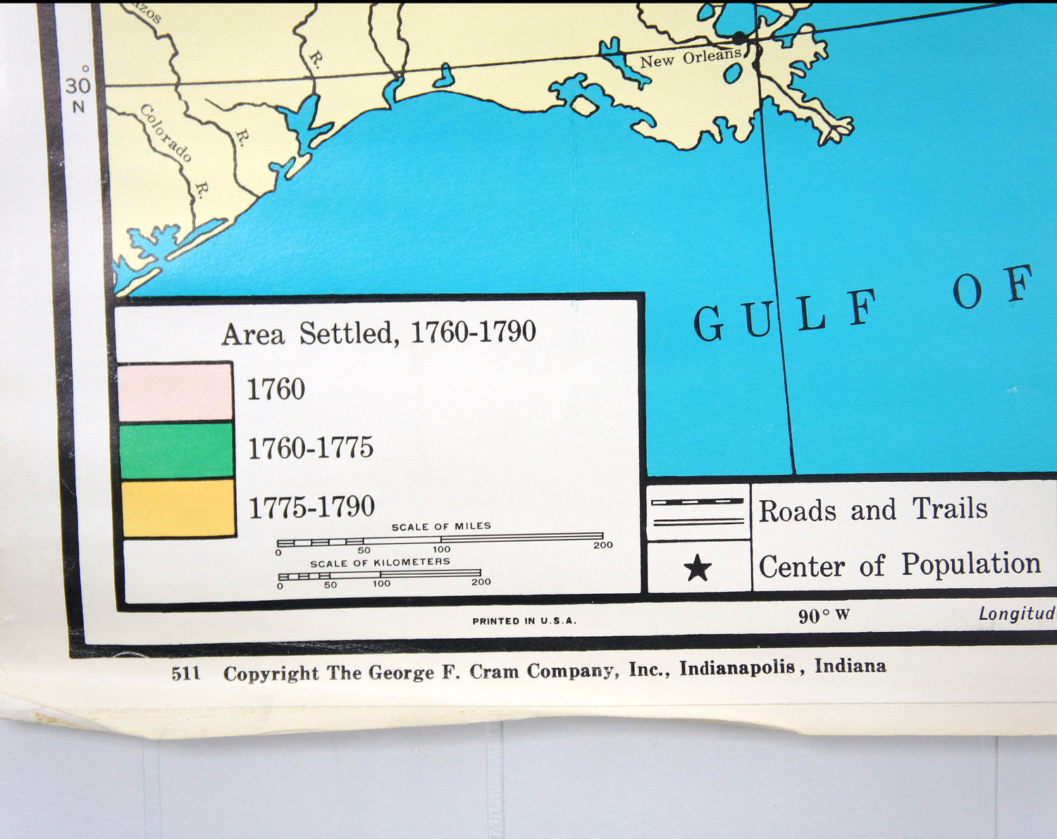 U.S. History Wall Map - The U.S. In 1790 & About 1802