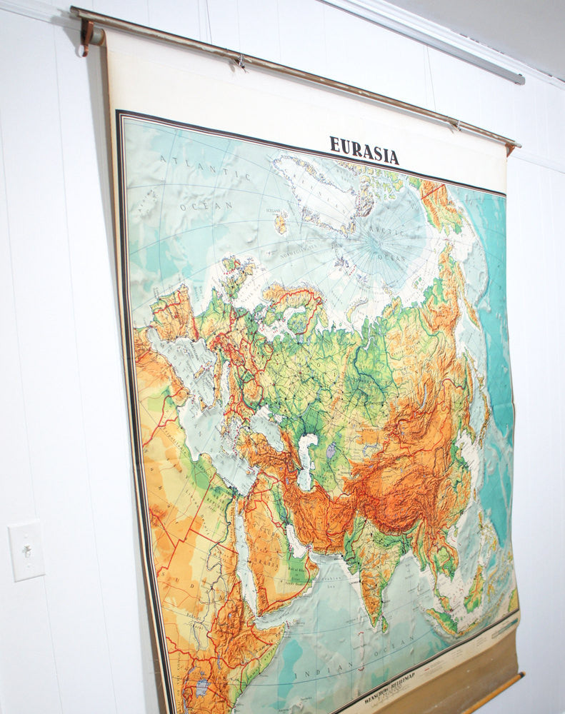 1960's Eurasia Pull Down Classroom Map