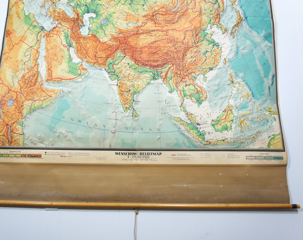 1960's Eurasia Pull Down Classroom Map