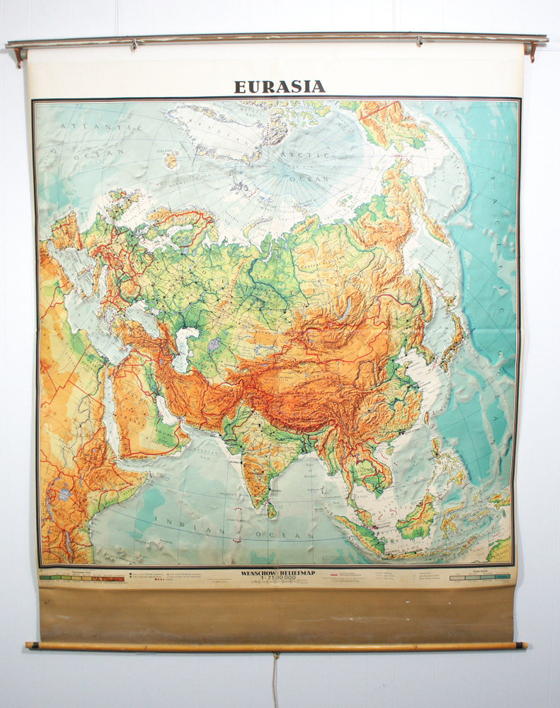 1960's Eurasia Pull Down Classroom Map