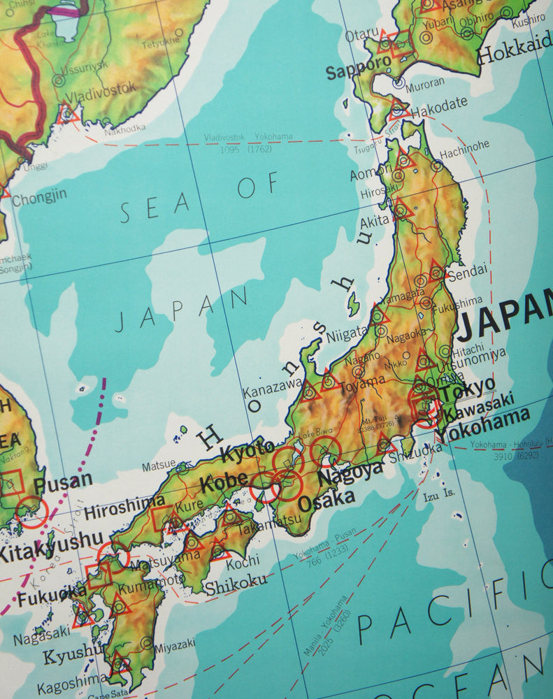 1960's East Asia Pull Down Classroom Map