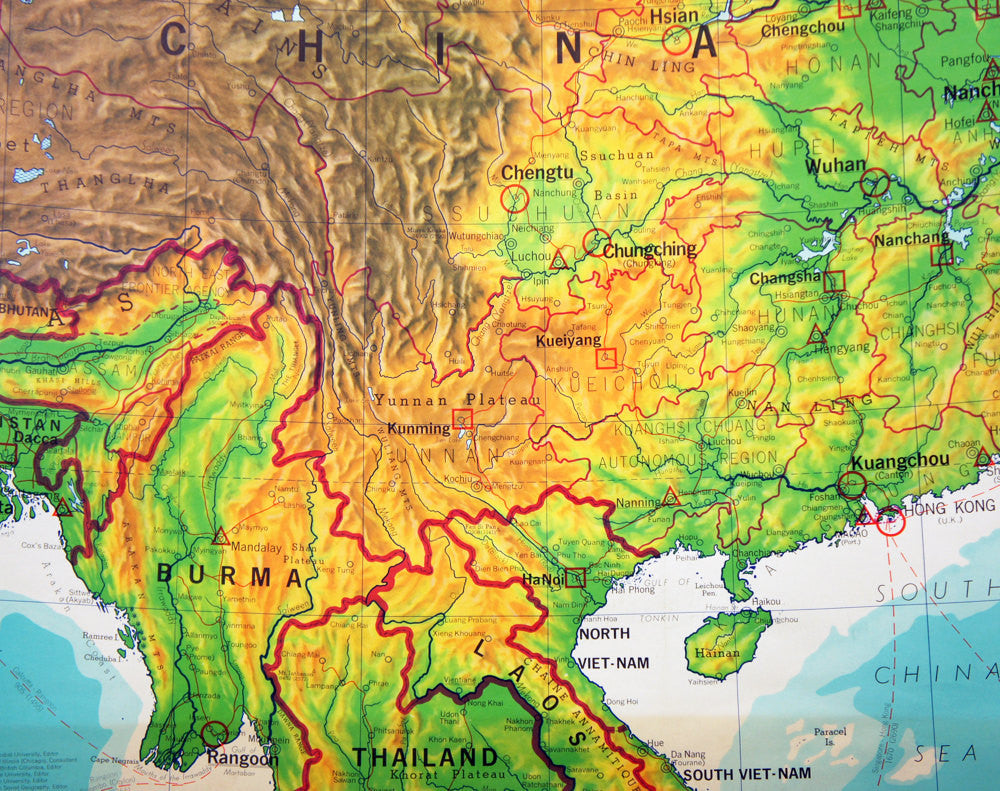 1960's East Asia Pull Down Classroom Map