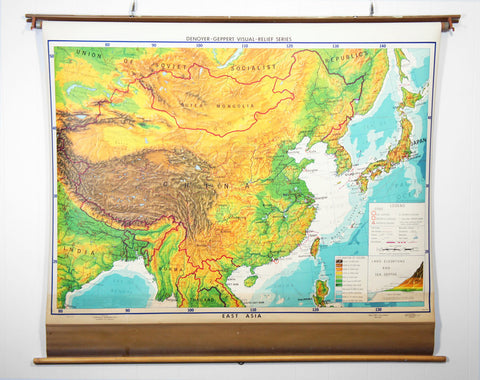 1960's East Asia Pull Down Classroom Map