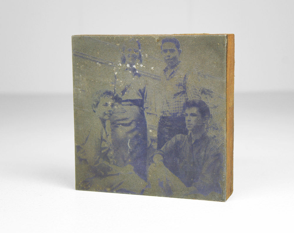 1950's Wooden Printer's Block - Portrait of Four Students