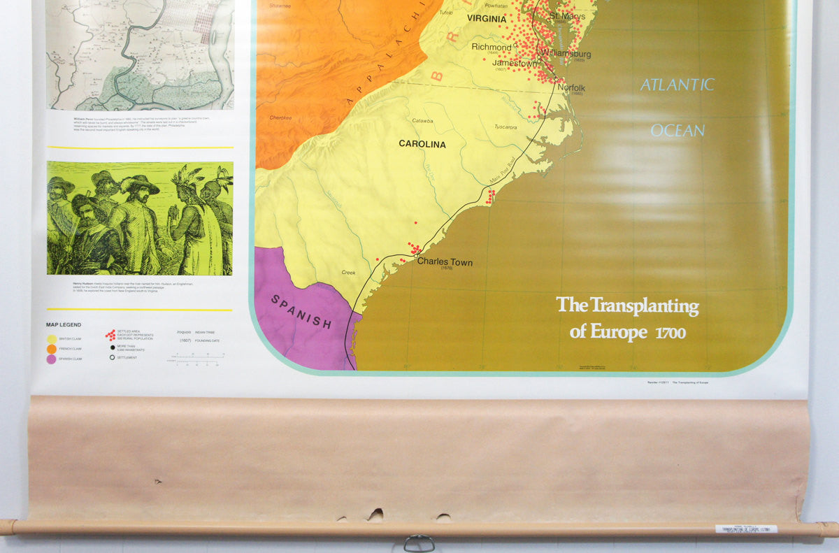 1980's Pull Down Classroom Map - The Transplanting of Europe