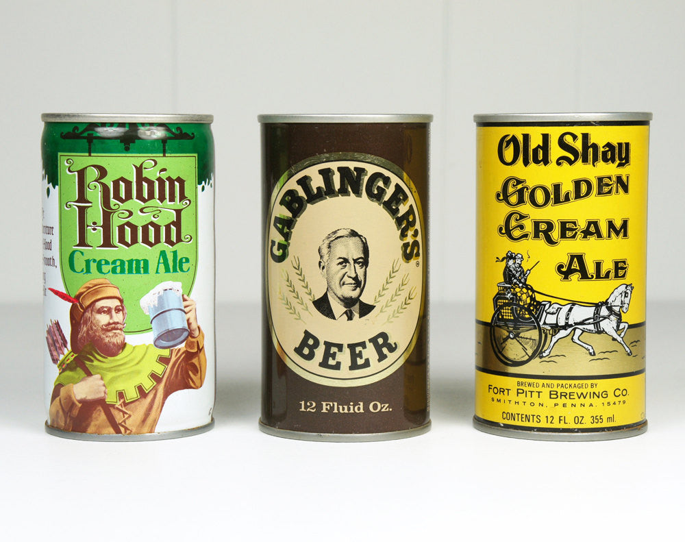 1970's Beer Cans - Set of Three. Bottom's Up!
