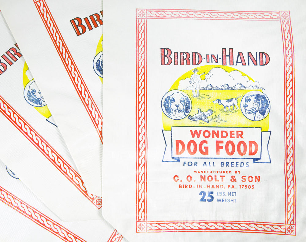 1940's Bird-In-Hand Wonder Dog Food Bag - 25 lbs