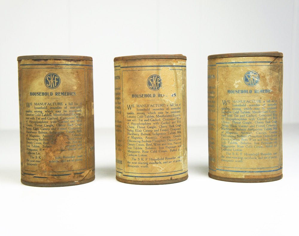 Early 1900's Crude Medicine Canisters - Set of Three