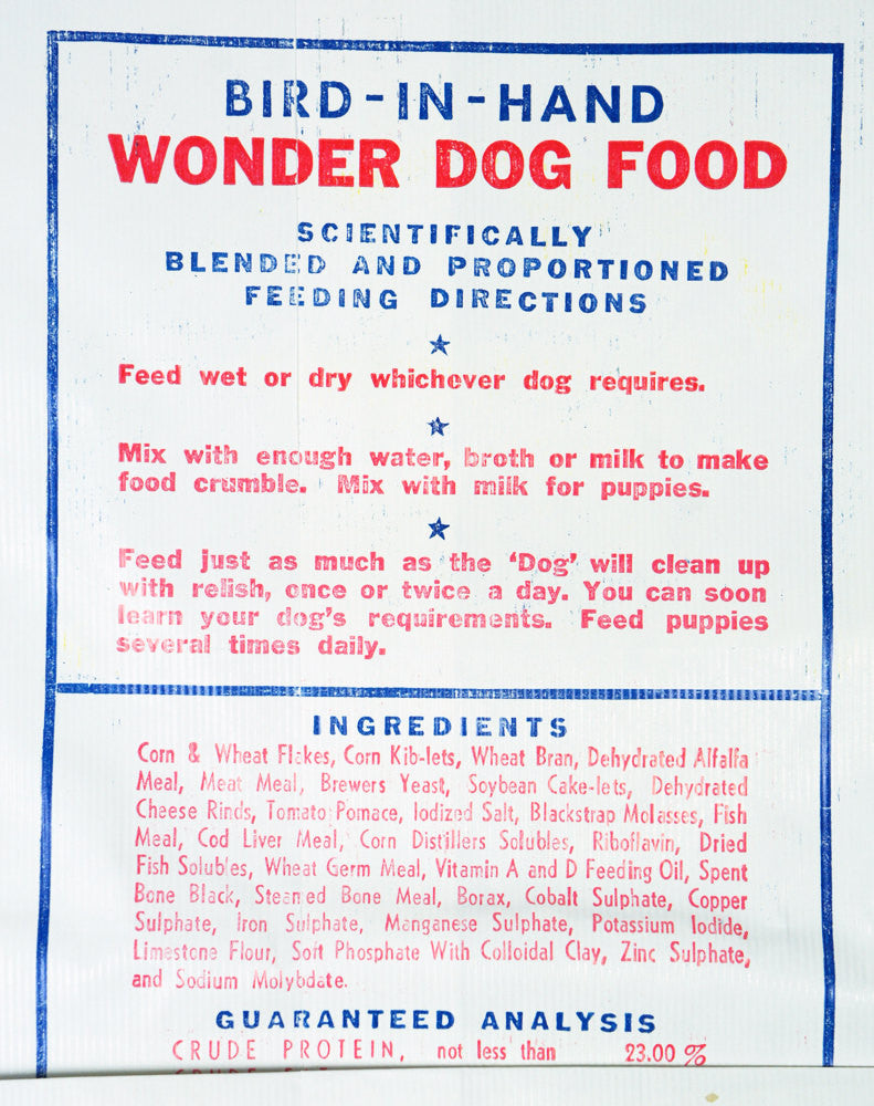 1940's Bird-In-Hand Wonder Dog Food Bag - 25 lbs