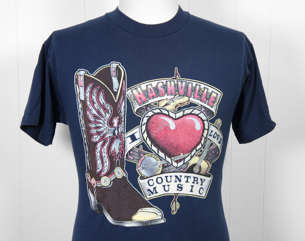 1980's Nashville T-Shirt - I Love Country Music, Size M