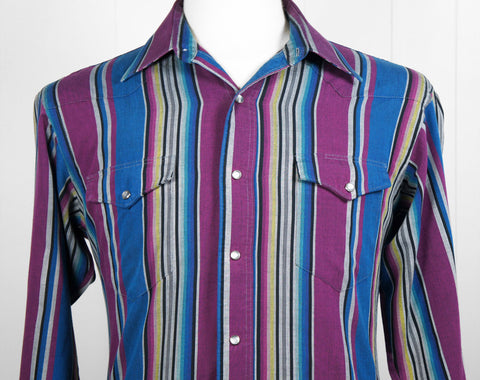 Multicolor Wrangler Western Pearl Snap Shirt - Size M