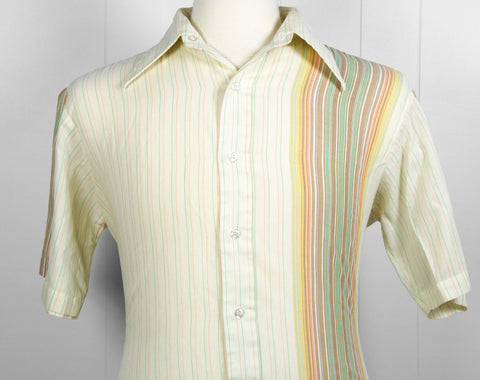 1970's Sherbert Striped Button Up Shirt - Size L