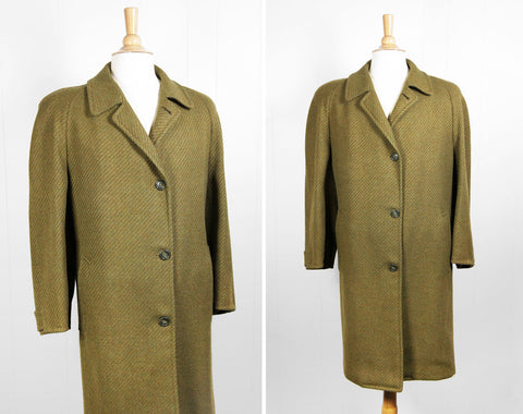 1950's Olive Green Wool Trench Coat - Size L