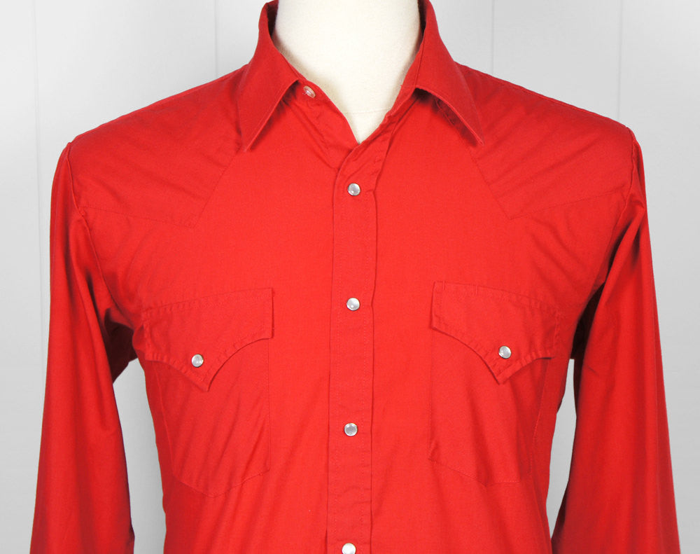 Men's Red Western Pearl Snap Shirt - Size L